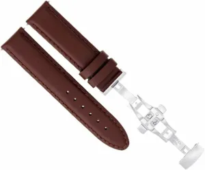 Ewatchparts 18mm Leather Watch Band Strap Smooth Deployment Compatible With IWC Portuguese Tan Light Brown