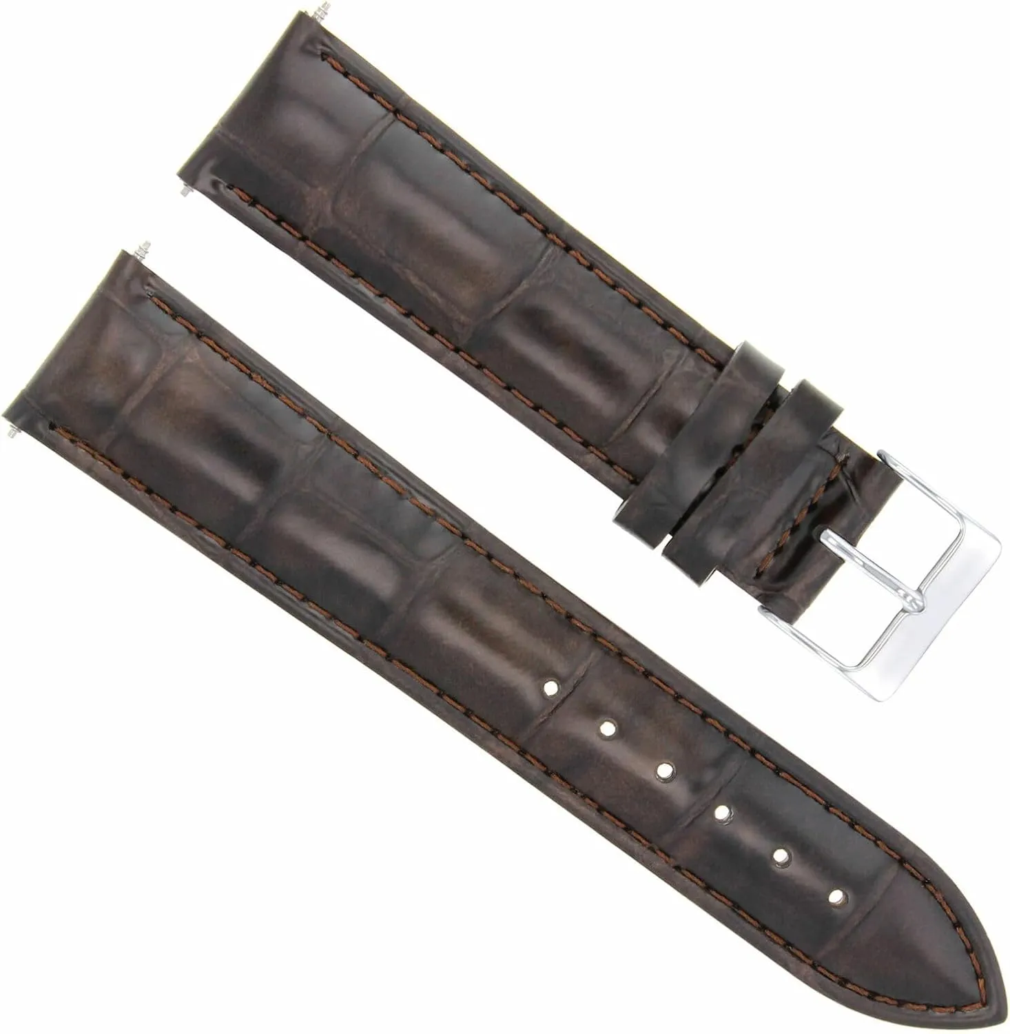 Ewatchparts 20mm Genuine Leather Watch Band Strap Compatible With Oris 65 Watch Dark Brown
