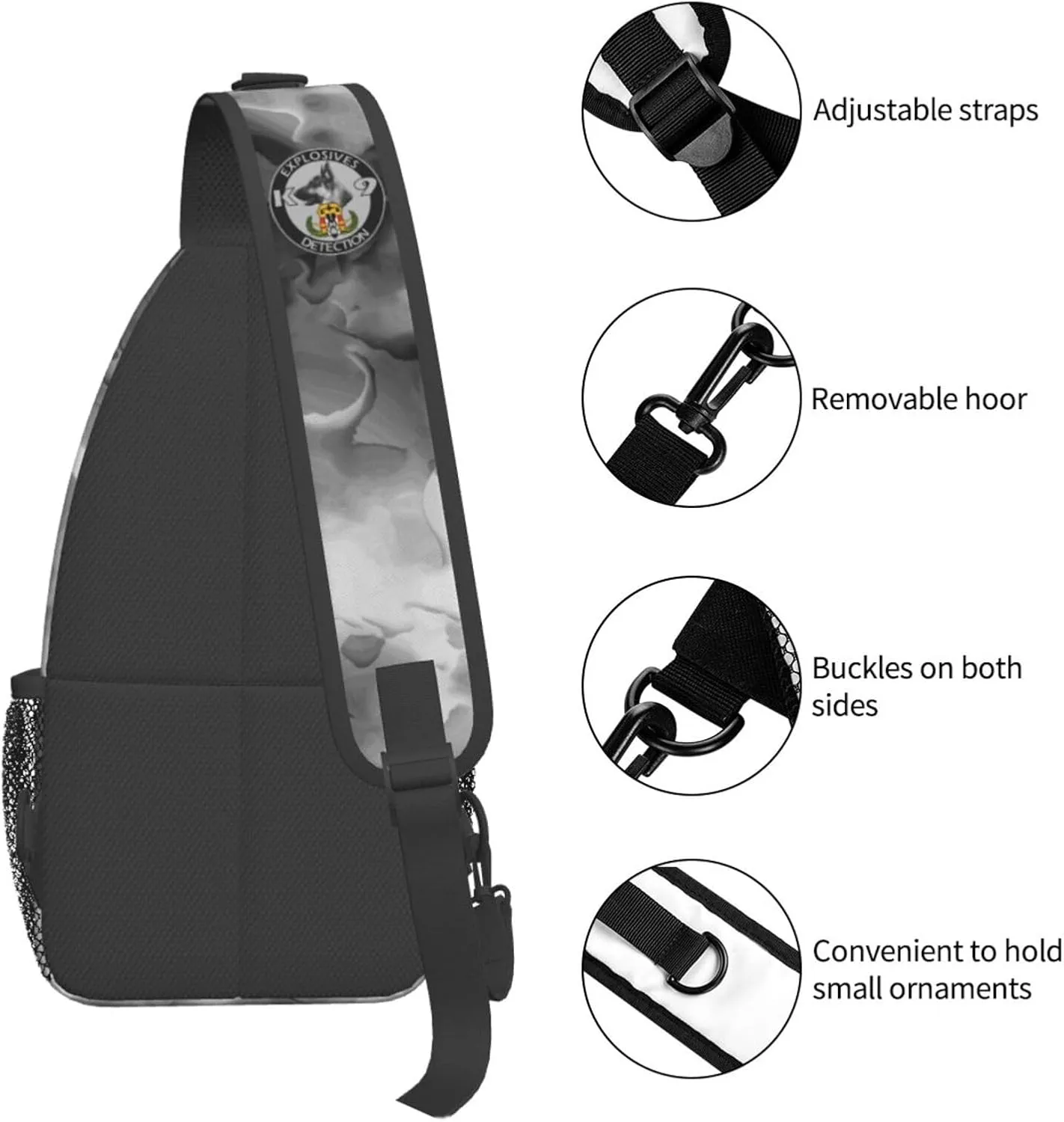 Explosives Detection K9 Sling Bag Crossbody Backpack Shoulder Casual Daypack Bag for Men Women