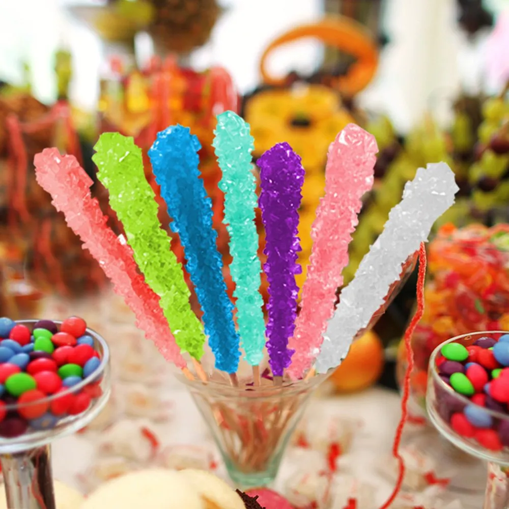 Extra Large Rock Candy Sticks: 36 Pink Cherry Lollipop - Individually Wrapped - Crystal Rock Candy Sticks for Party Favors, Candy Buffet, Birthdays, Weddings, Receptions, Bridal and Girl Baby Shower