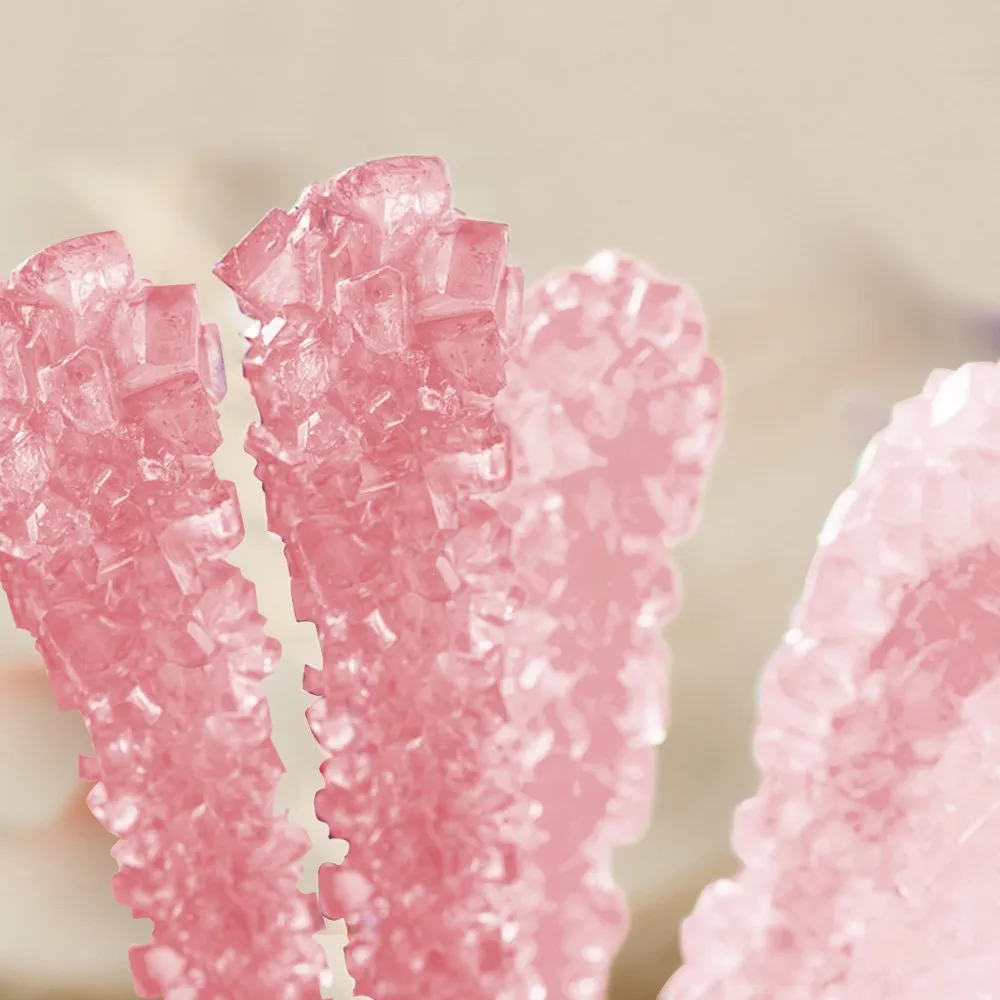 Extra Large Rock Candy Sticks: 36 Pink Cherry Lollipop - Individually Wrapped - Crystal Rock Candy Sticks for Party Favors, Candy Buffet, Birthdays, Weddings, Receptions, Bridal and Girl Baby Shower