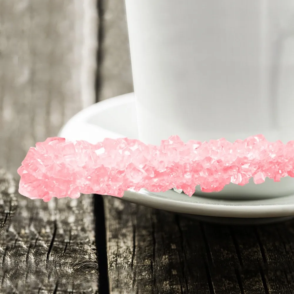 Extra Large Rock Candy Sticks: 36 Pink Cherry Lollipop - Individually Wrapped - Crystal Rock Candy Sticks for Party Favors, Candy Buffet, Birthdays, Weddings, Receptions, Bridal and Girl Baby Shower