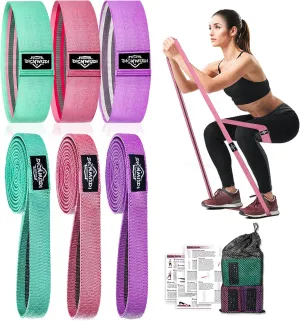 Fabric Resistance Bands for Working Out, 3Pack or 6Pack Non-Slip Exercise Bands for Women and Men, Fabric Booty Bands for Home, Exercise Fitness, Pilates, Stretching
