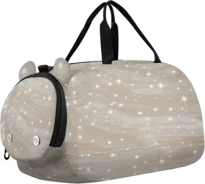 Fake Glitter Marble White Kids Duffel Bag with Shoes Compartment Lightweight Overnight Travel Weekender Tote for Boys and Girls bolsa para hombre