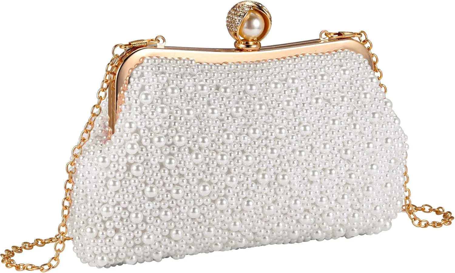 FALETO Pearl Clutch Bag for Women Evening Wedding Party Bridal Handbag Ladies Beaded Clutch Purse for Party