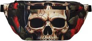 Fanny Pack for Women Men Waist Bag Waterproof Skull Rose-Red Belt Bag with Adjustable Strap