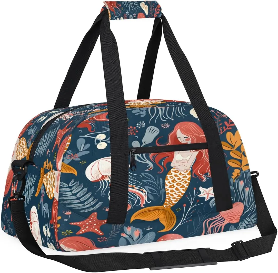 Fantasy Ocean Kids Overnighter Duffel Bags for Boys, Carry-On Size Sports Gym Bag with Front Zipper Pocket for School Practice or Overnight Travel Weekender Sleepover Tote Bag