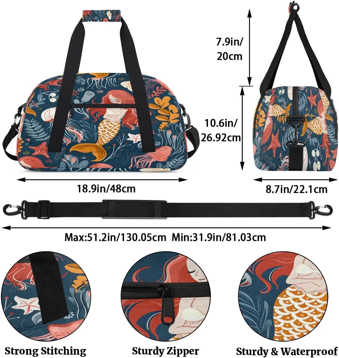 Fantasy Ocean Kids Overnighter Duffel Bags for Boys, Carry-On Size Sports Gym Bag with Front Zipper Pocket for School Practice or Overnight Travel Weekender Sleepover Tote Bag