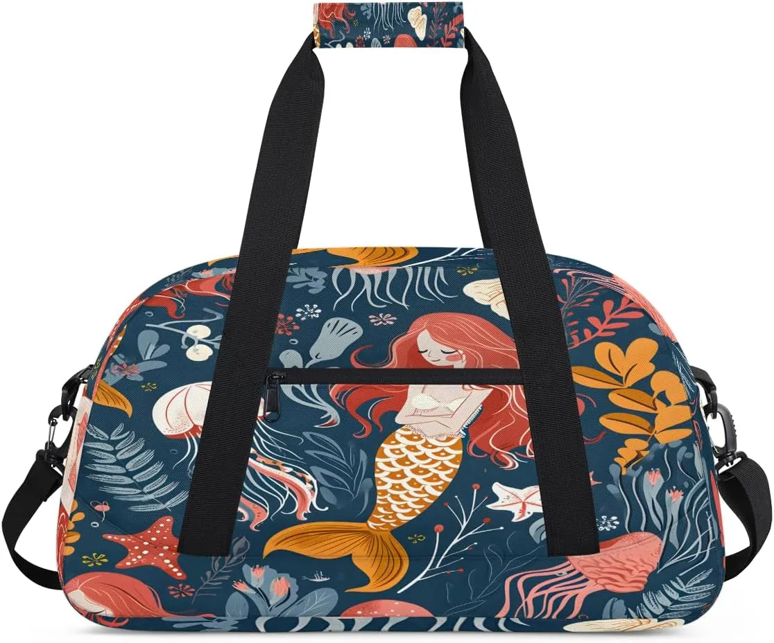 Fantasy Ocean Kids Overnighter Duffel Bags for Boys, Carry-On Size Sports Gym Bag with Front Zipper Pocket for School Practice or Overnight Travel Weekender Sleepover Tote Bag