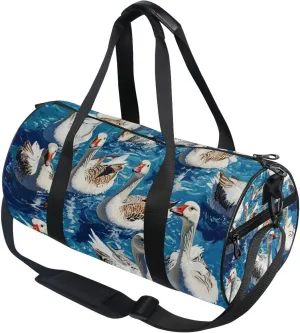 Farm Goose Blue Gym Duffle Bag Women Men Sports Fitness Bag for Travel Workout Gymnastics Dance Ballet