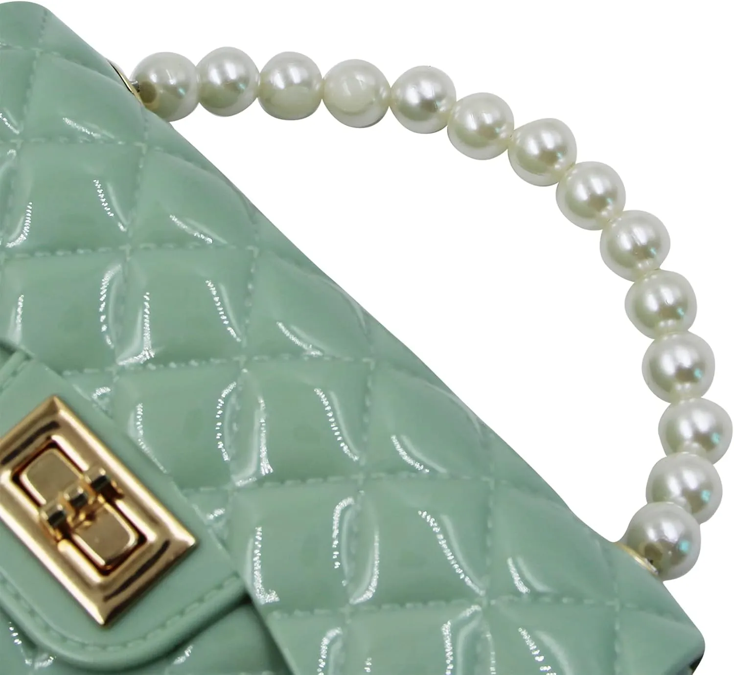 Fashion Jelly Purse Candy Color Jelly Handbag Satchel Shoulder Bag Trendy Crossbody Purse Pearl Handle for Girls Women(Large)