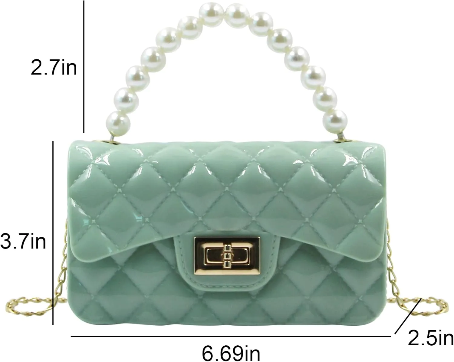 Fashion Jelly Purse Candy Color Jelly Handbag Satchel Shoulder Bag Trendy Crossbody Purse Pearl Handle for Girls Women(Large)