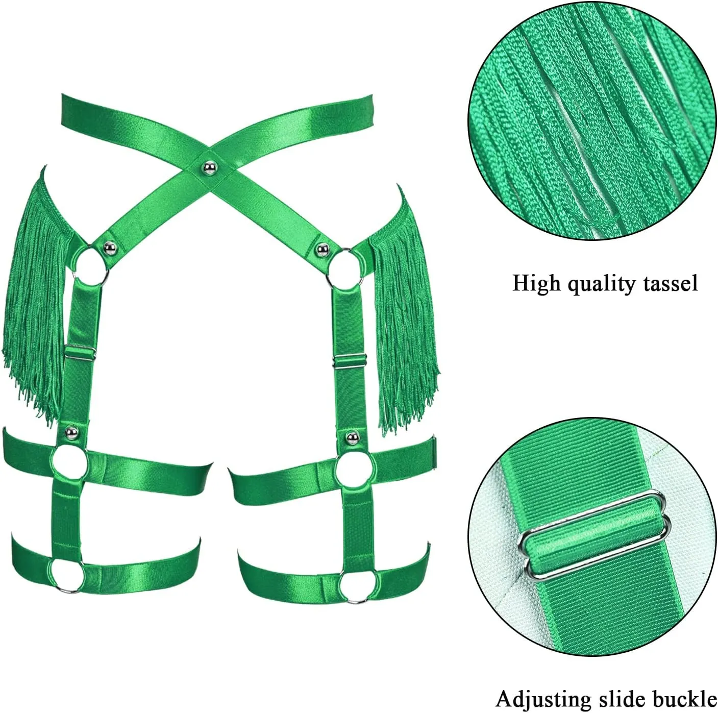 Fashion Lady Body Harness Punk Gothic Tassel Garter Belts Leg Strap Full Cage Halloween Rave Photography Dance