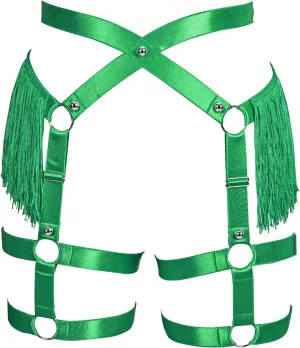 Fashion Lady Body Harness Punk Gothic Tassel Garter Belts Leg Strap Full Cage Halloween Rave Photography Dance