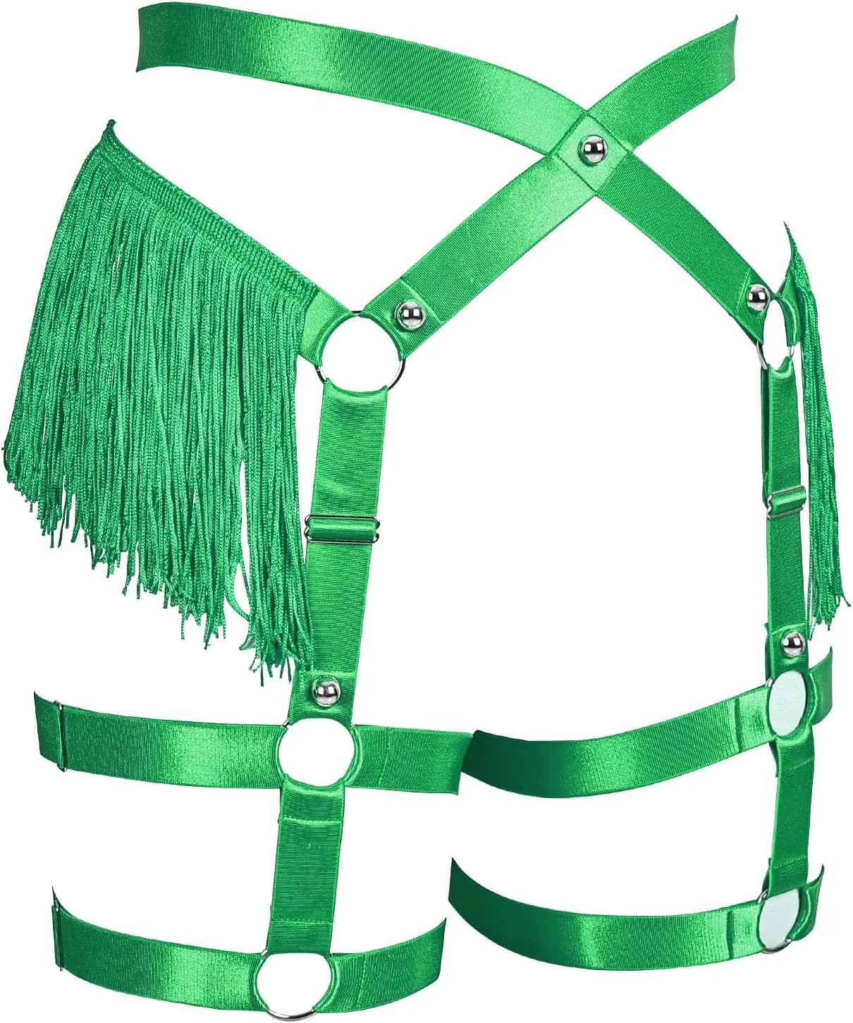 Fashion Lady Body Harness Punk Gothic Tassel Garter Belts Leg Strap Full Cage Halloween Rave Photography Dance
