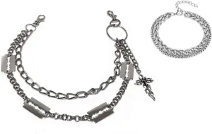 Fashion Pants Chain Metal Bracelets Set,Chain Punk Accessories Chain Bracelets Wallet Chains for Men.n