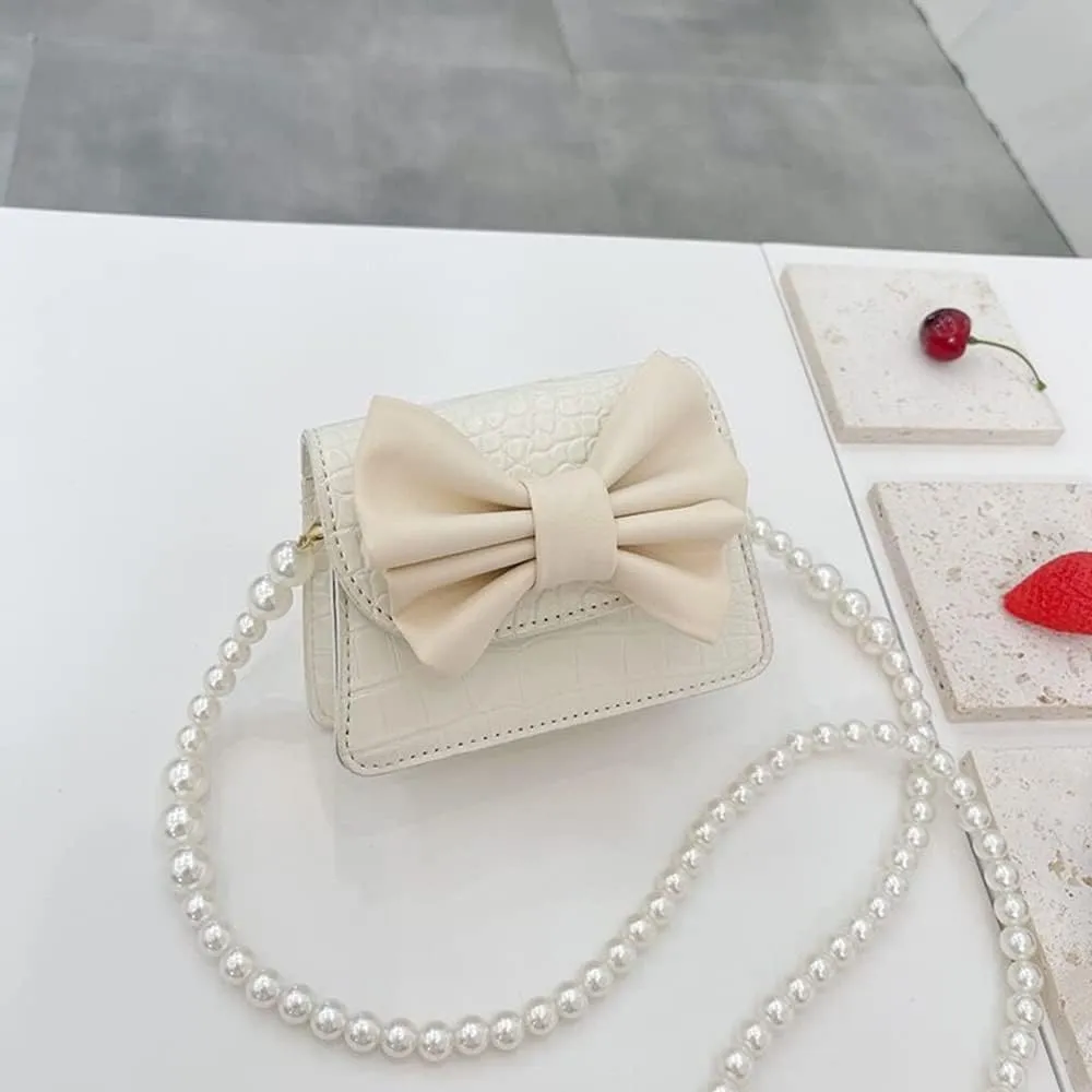 Fashion Princess Wear Bag Small Toddler Crossbody Bag Pearl Chain Handbags Shoulder Bag for Kids Gift