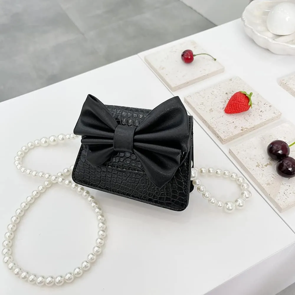 Fashion Princess Wear Bag Small Toddler Crossbody Bag Pearl Chain Handbags Shoulder Bag for Kids Gift
