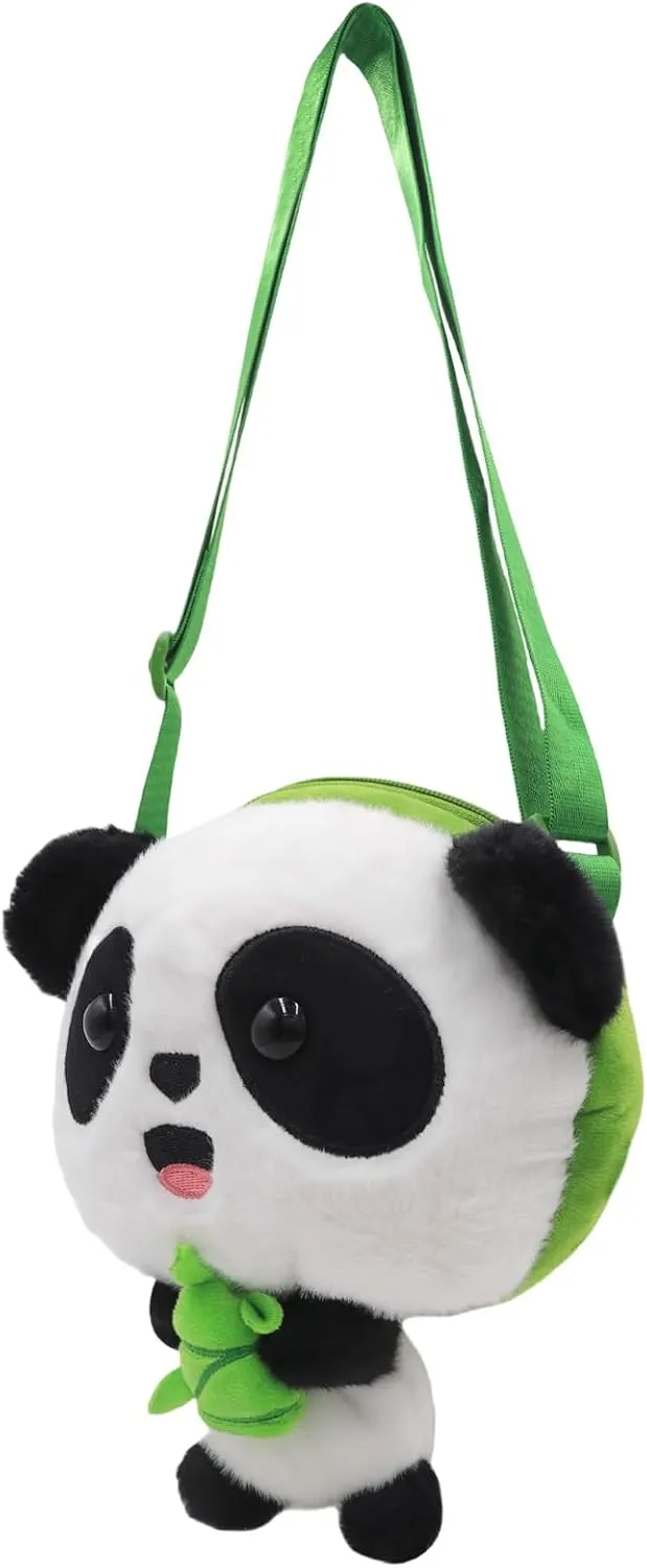 Faux Fur Panda Crossbody Purse for Women Small Fluffy Animal Shoulder Bag Plush Panda Purse Animal Stuffed Purse Cartoon Bag
