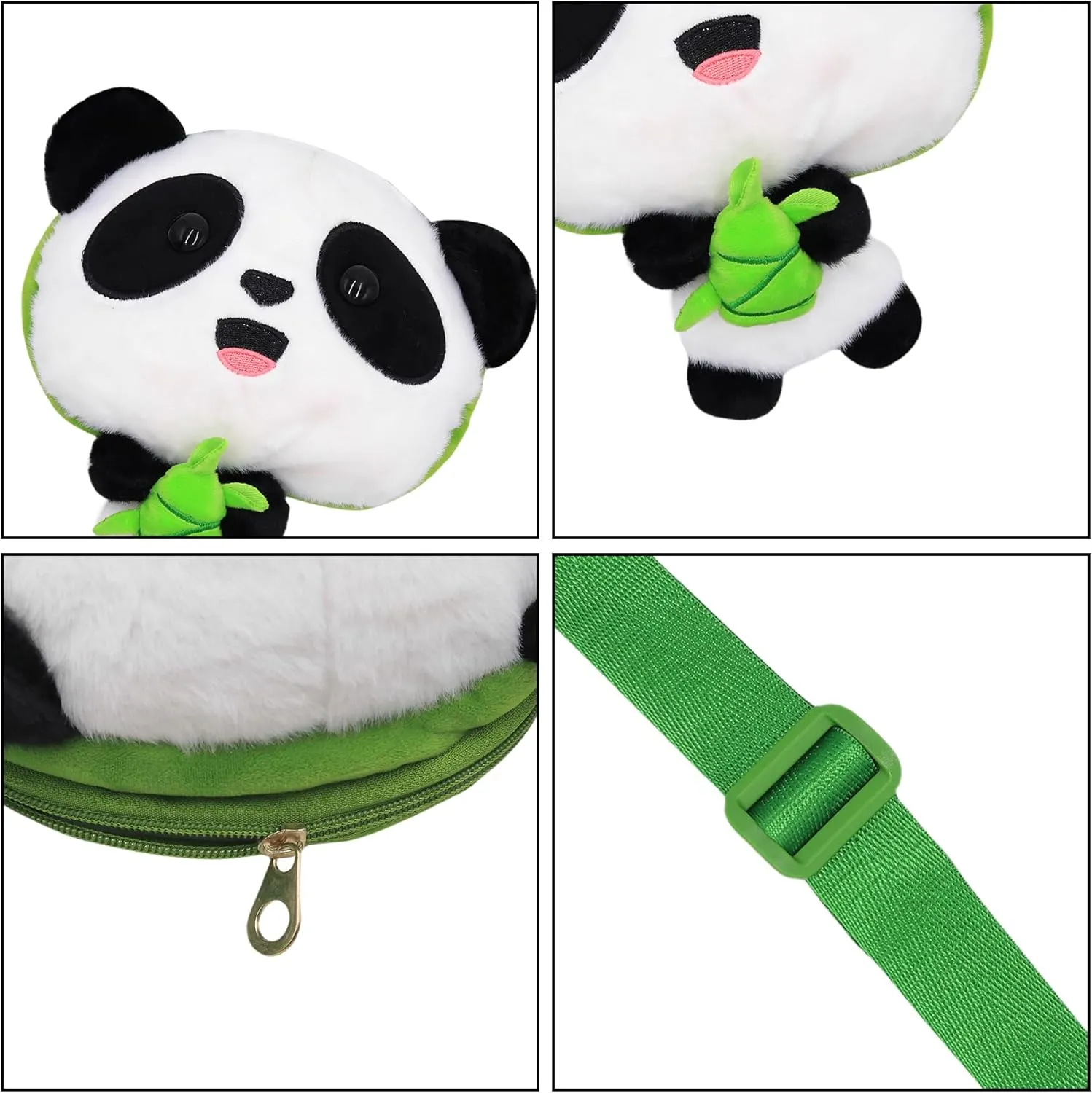 Faux Fur Panda Crossbody Purse for Women Small Fluffy Animal Shoulder Bag Plush Panda Purse Animal Stuffed Purse Cartoon Bag