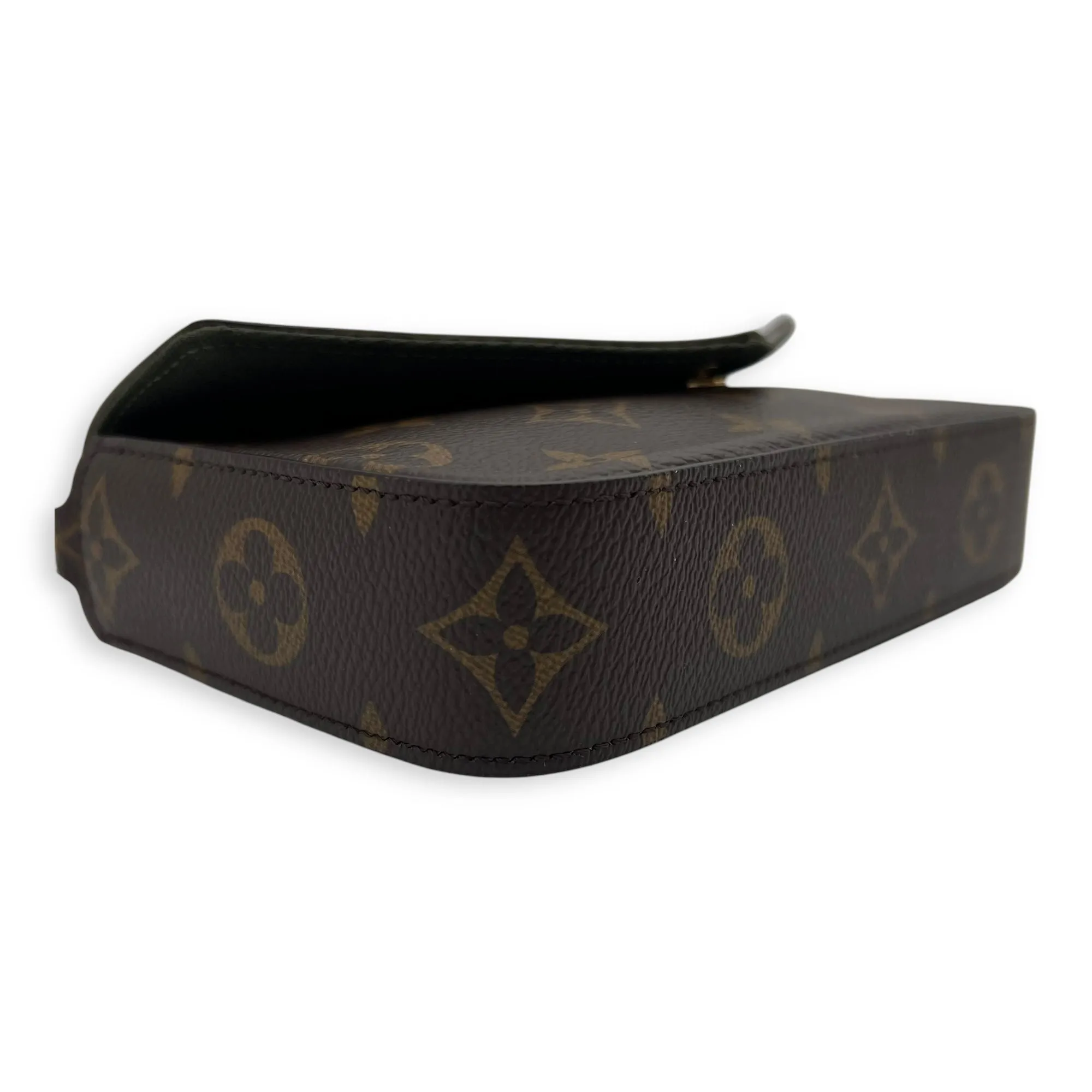 Felicie Strap & Go Brown Crossbody Bag in Monogram Coated Canvas, Gold hardware