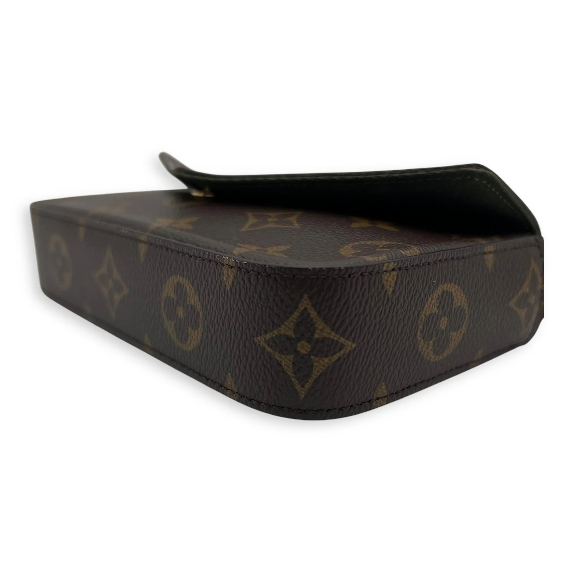Felicie Strap & Go Brown Crossbody Bag in Monogram Coated Canvas, Gold hardware