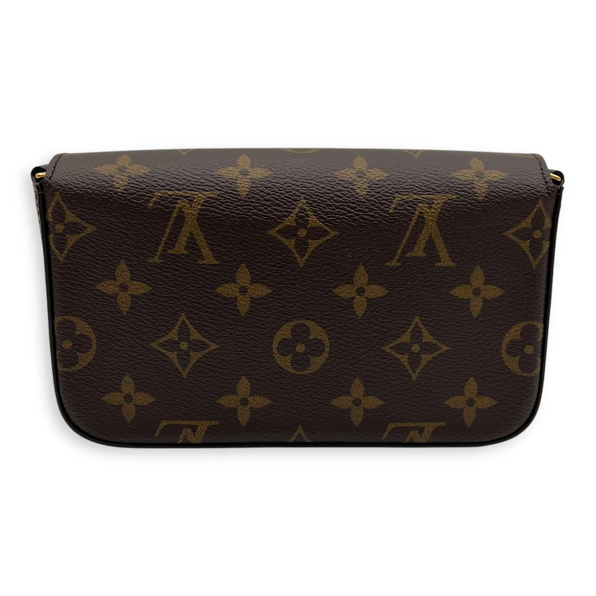 Felicie Strap & Go Brown Crossbody Bag in Monogram Coated Canvas, Gold hardware