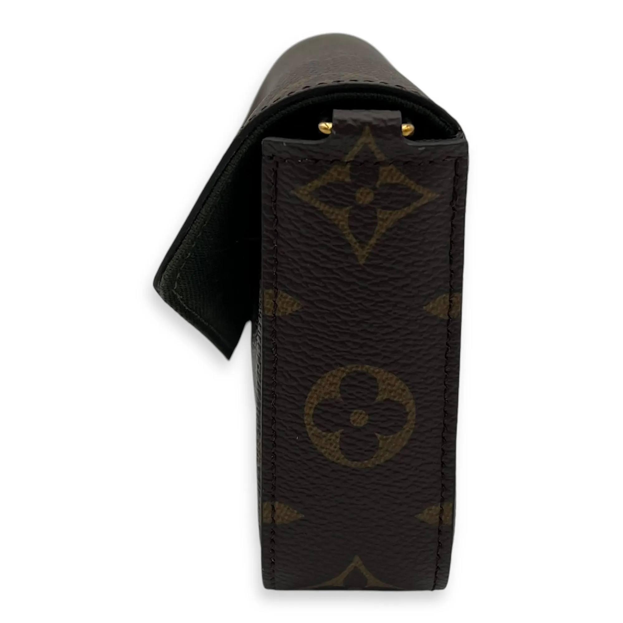 Felicie Strap & Go Brown Crossbody Bag in Monogram Coated Canvas, Gold hardware