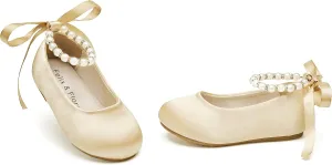Felix & Flora Girls Toddler Little Ballet Shoes - Flower Girls Mary Jane Flats Dress Shoes Party Wedding