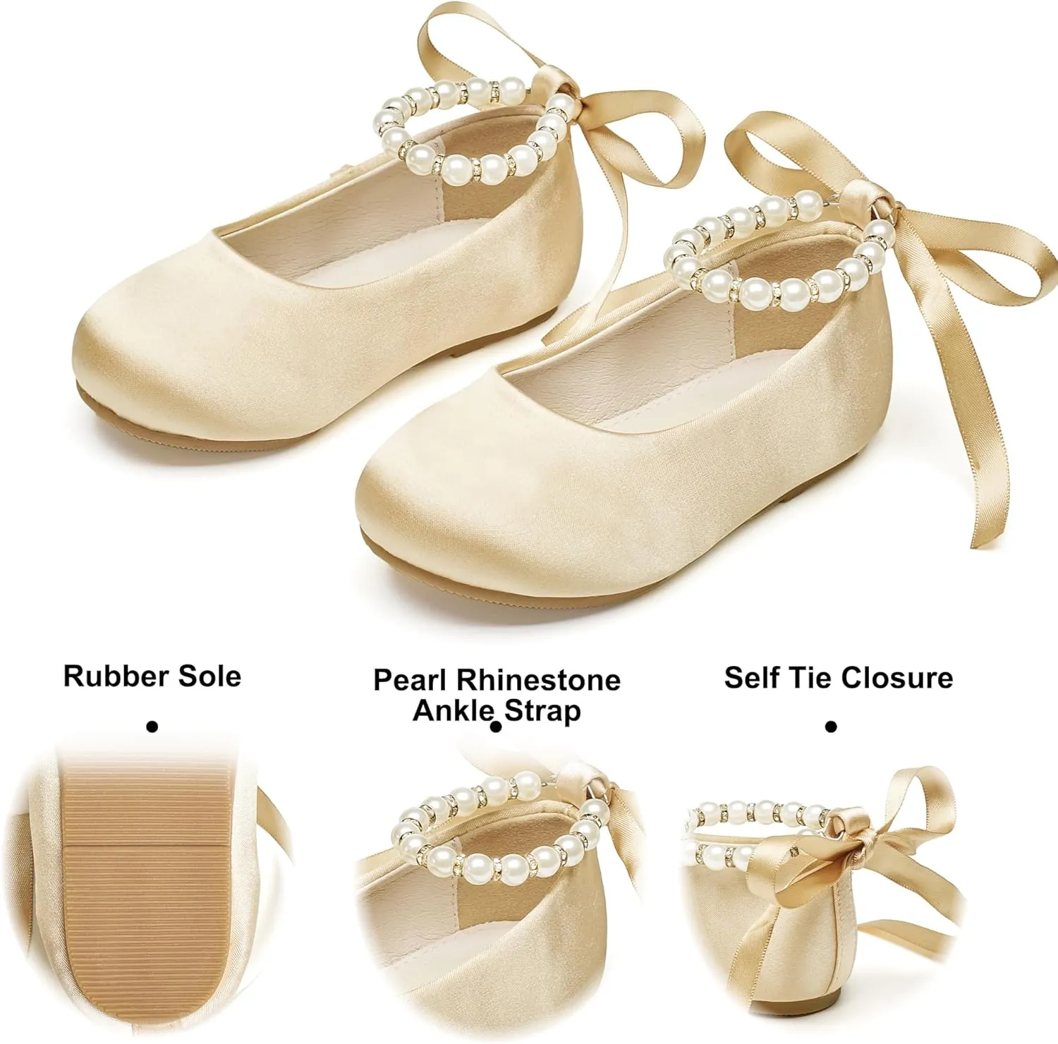 Felix & Flora Girls Toddler Little Ballet Shoes - Flower Girls Mary Jane Flats Dress Shoes Party Wedding