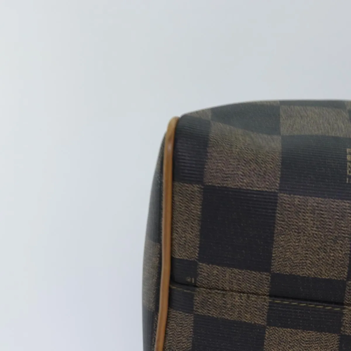 FENDI Pecan Canvas Boston Bag Brown Black gold 89110