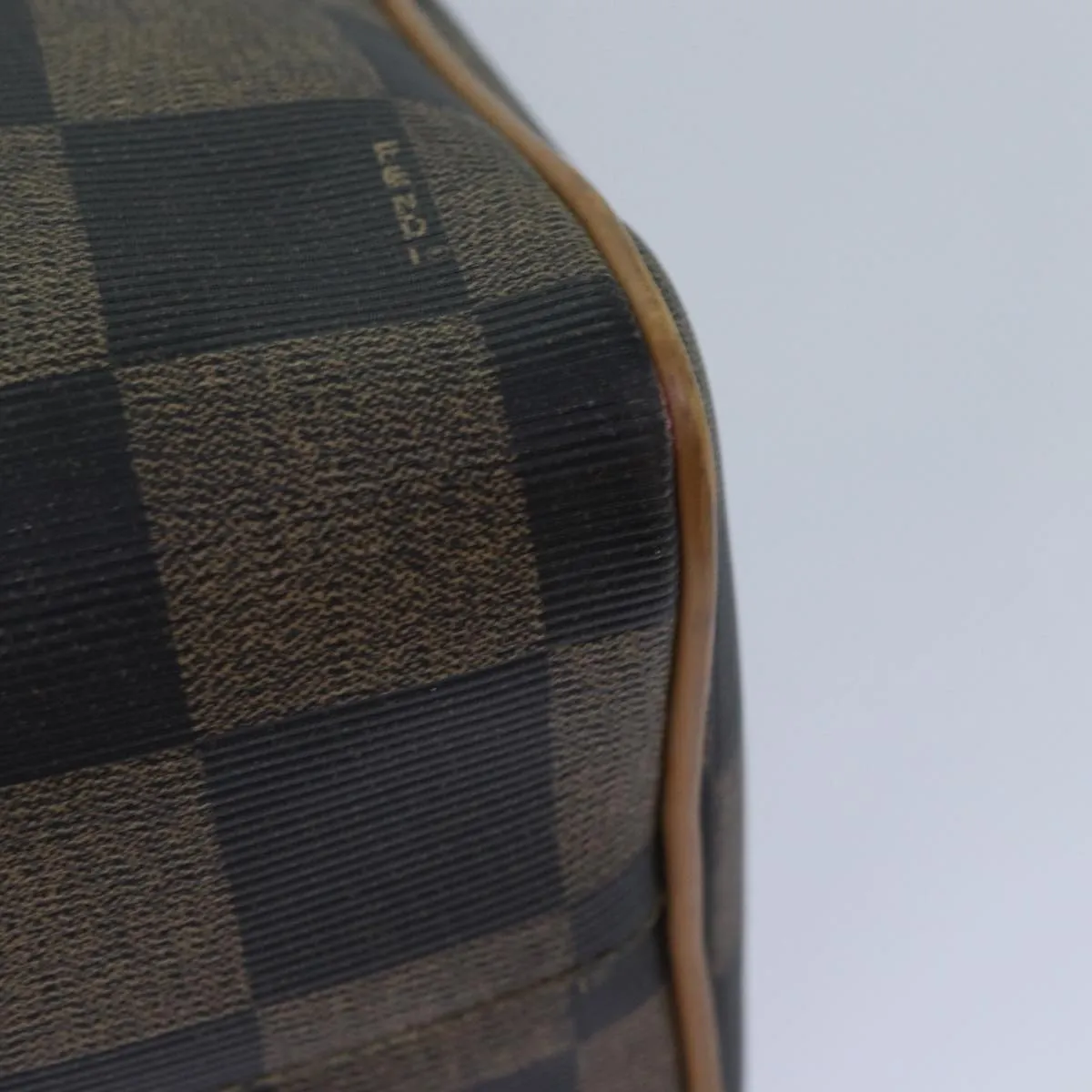 FENDI Pecan Canvas Boston Bag Brown Black gold 89110
