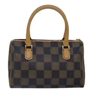 FENDI Pecan Canvas Boston Bag Brown Black gold 89110