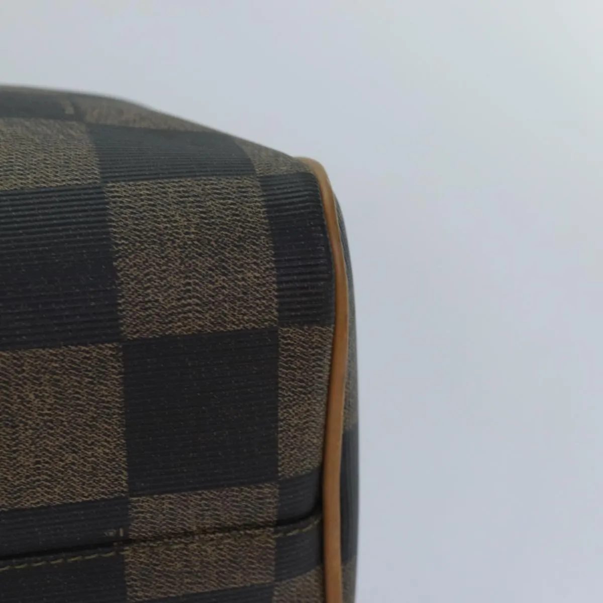 FENDI Pecan Canvas Boston Bag Brown Black gold 89110