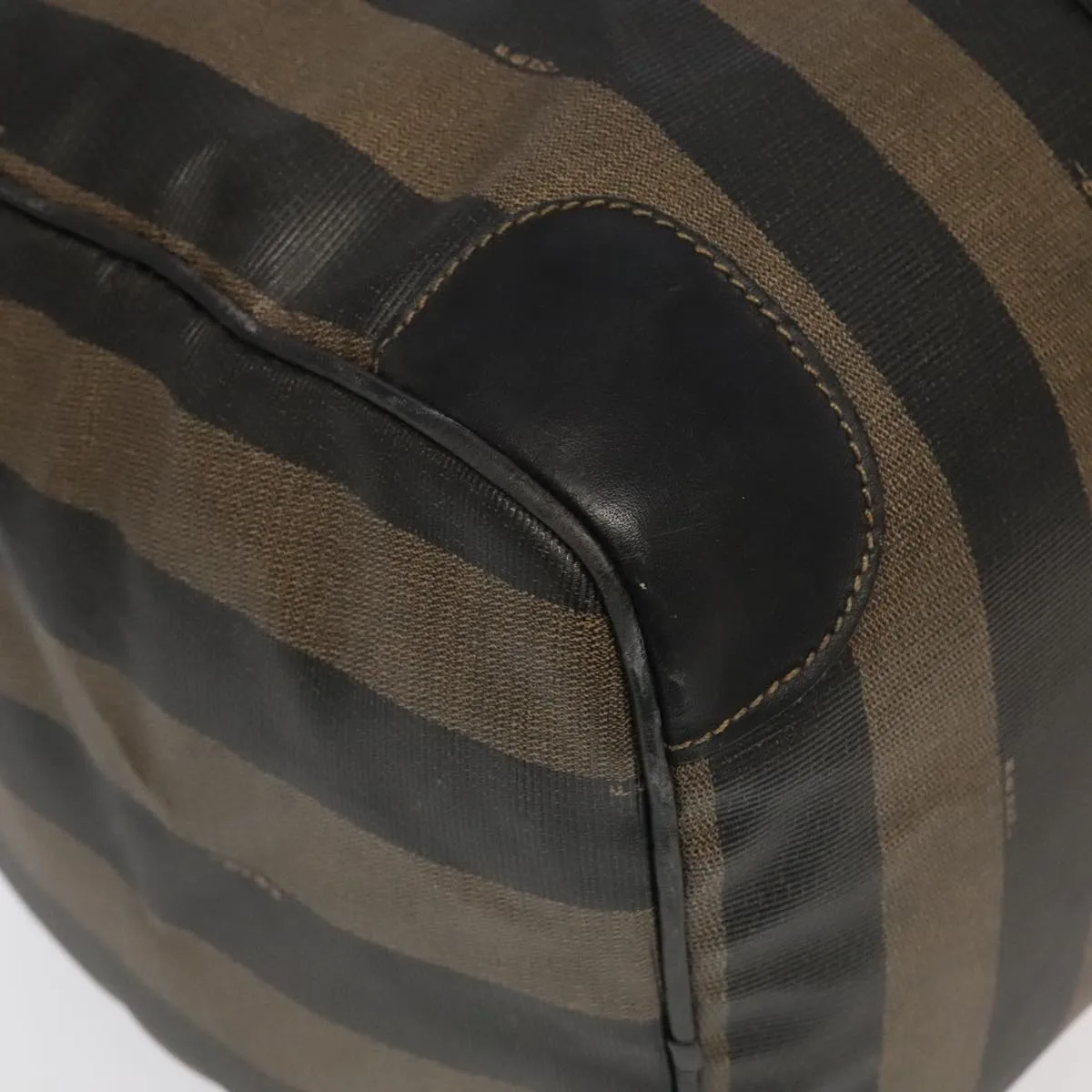 FENDI Pecan Canvas Boston Bag PVC Leather 2way Brown 97528