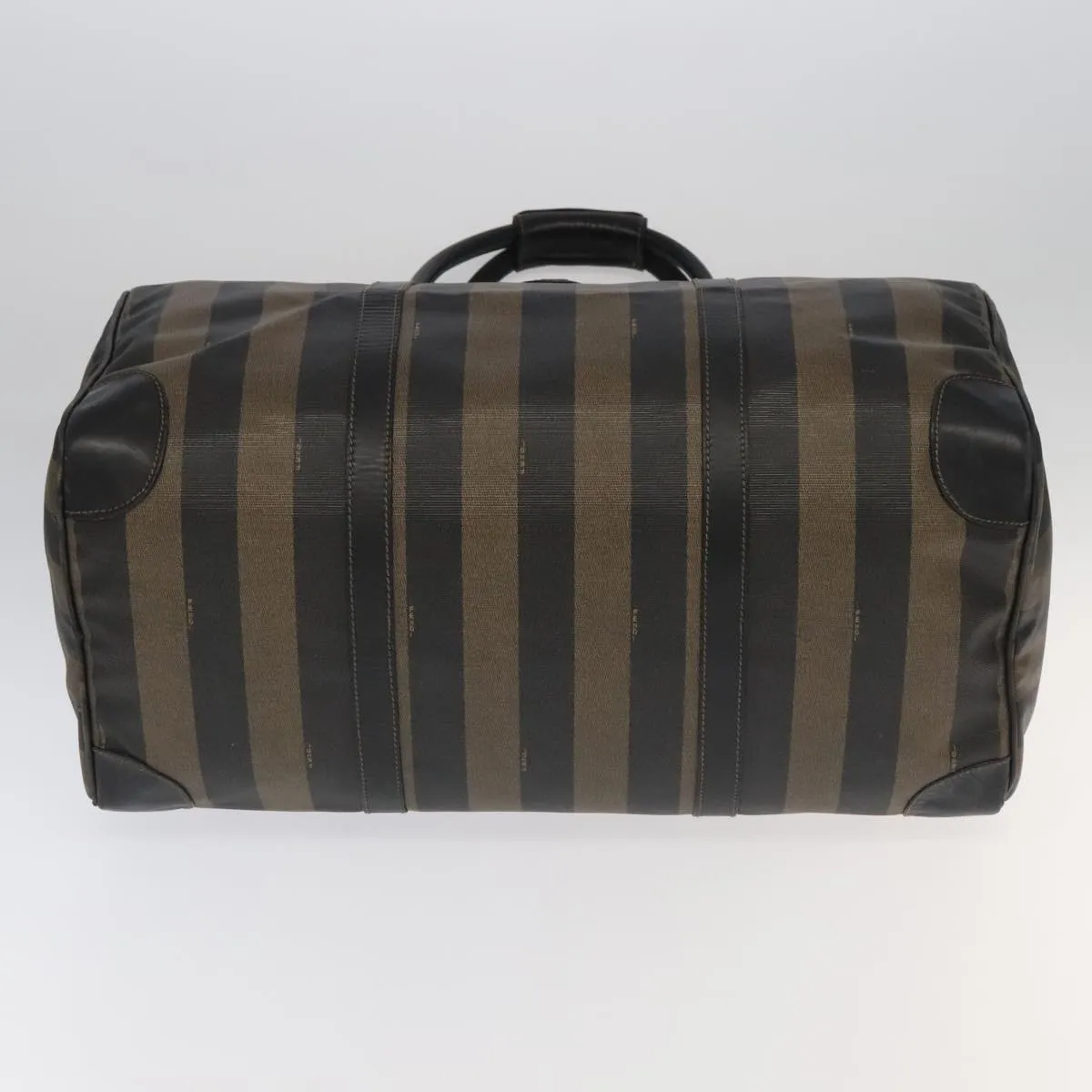 FENDI Pecan Canvas Boston Bag PVC Leather 2way Brown 97528
