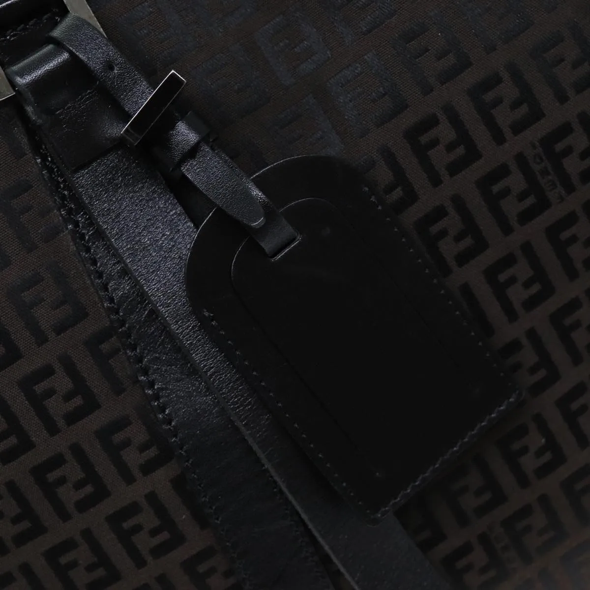 FENDI Zucchino Canvas Boston Bag Brown Black bs14074