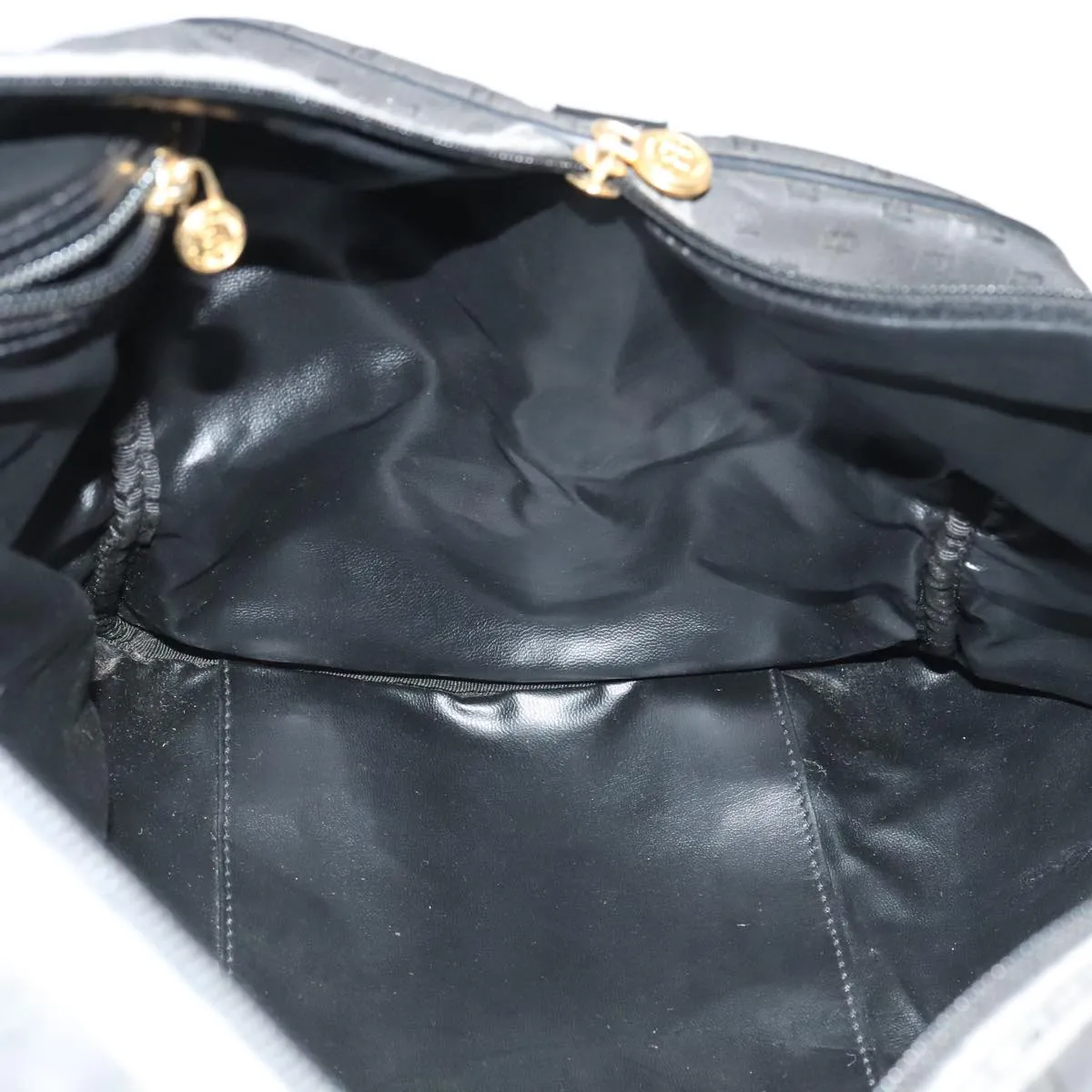 FENDI Zucchino Canvas Boston Bag Coated Canvas 2way Black 99424