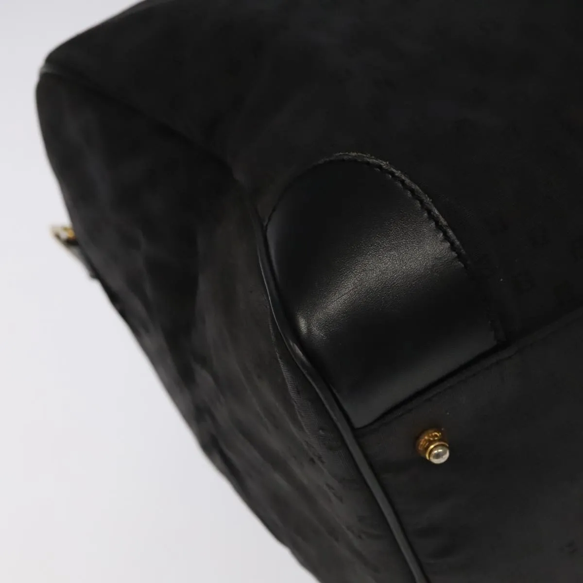 FENDI Zucchino Canvas Boston Bag Coated Canvas 2way Black 99424