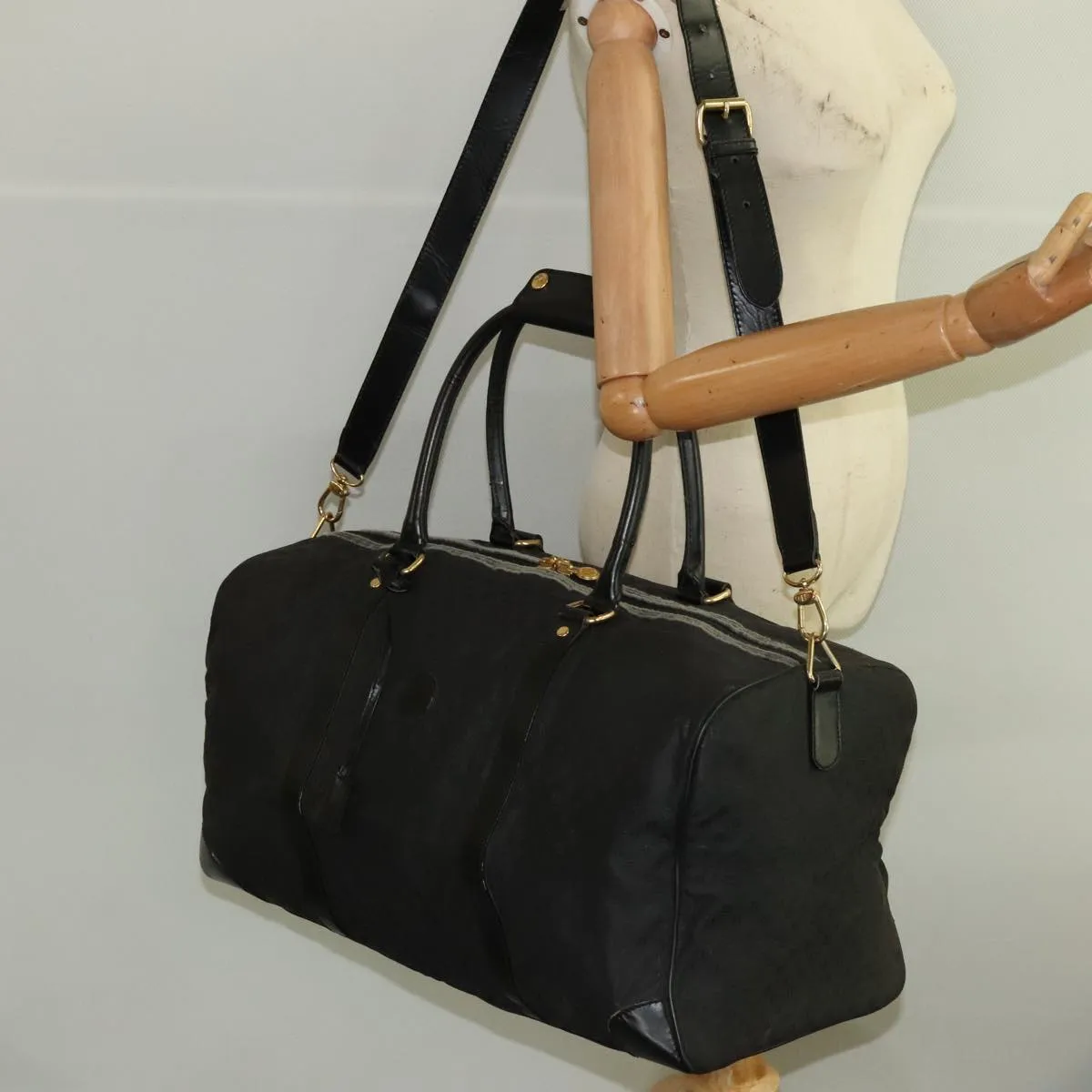 FENDI Zucchino Canvas Boston Bag Coated Canvas 2way Black 99424