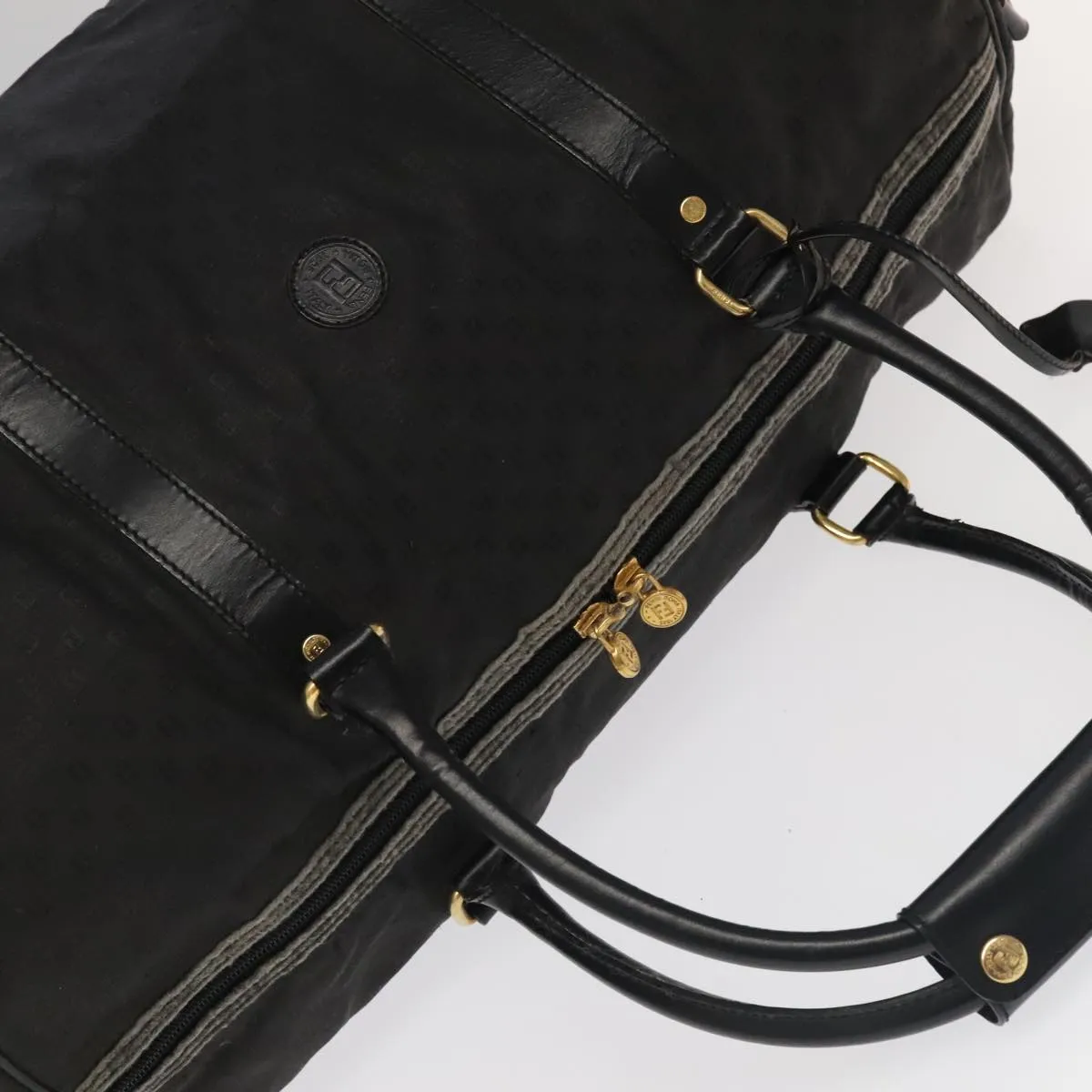 FENDI Zucchino Canvas Boston Bag Coated Canvas 2way Black 99424