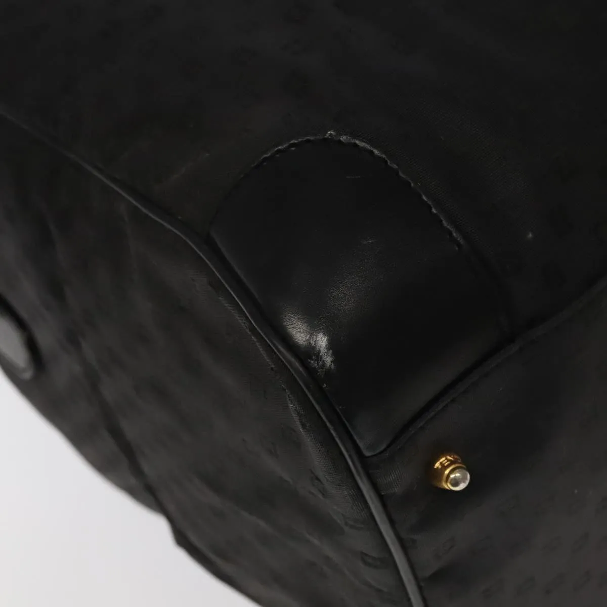 FENDI Zucchino Canvas Boston Bag Coated Canvas 2way Black 99424