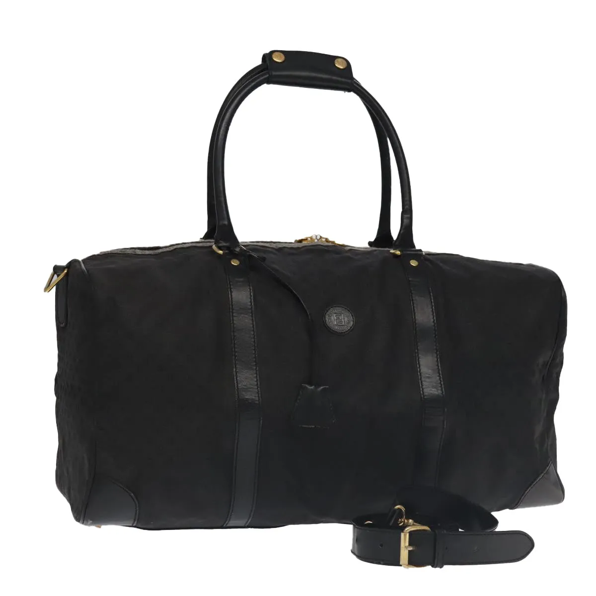 FENDI Zucchino Canvas Boston Bag Coated Canvas 2way Black 99424