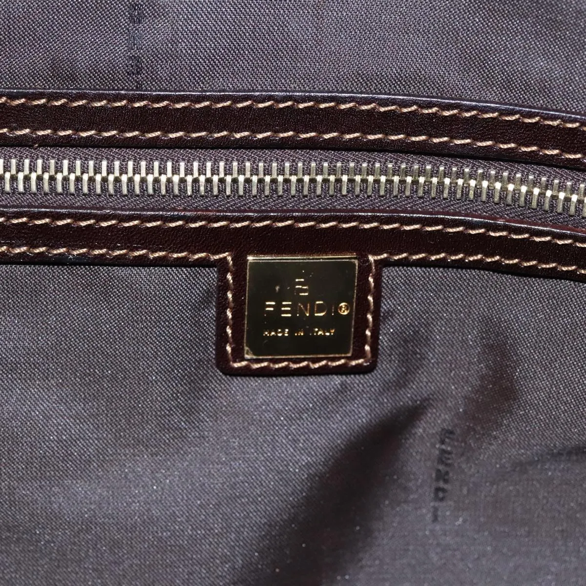 FENDI Zucchino Canvas Boston Bag Gold Beige 109630