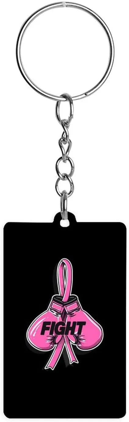 Fight Breast Cancer Awareness Fighter Acrylic Keychain with Picture Bag Decorative Accessories Keychain for Car Keys Surprise Holiday Gift 1PC