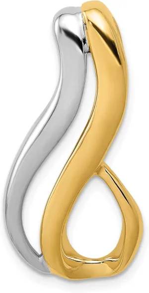 FindingKing 14K Two Tone Gold Fancy Omega Slide Pendant Jewelry |F