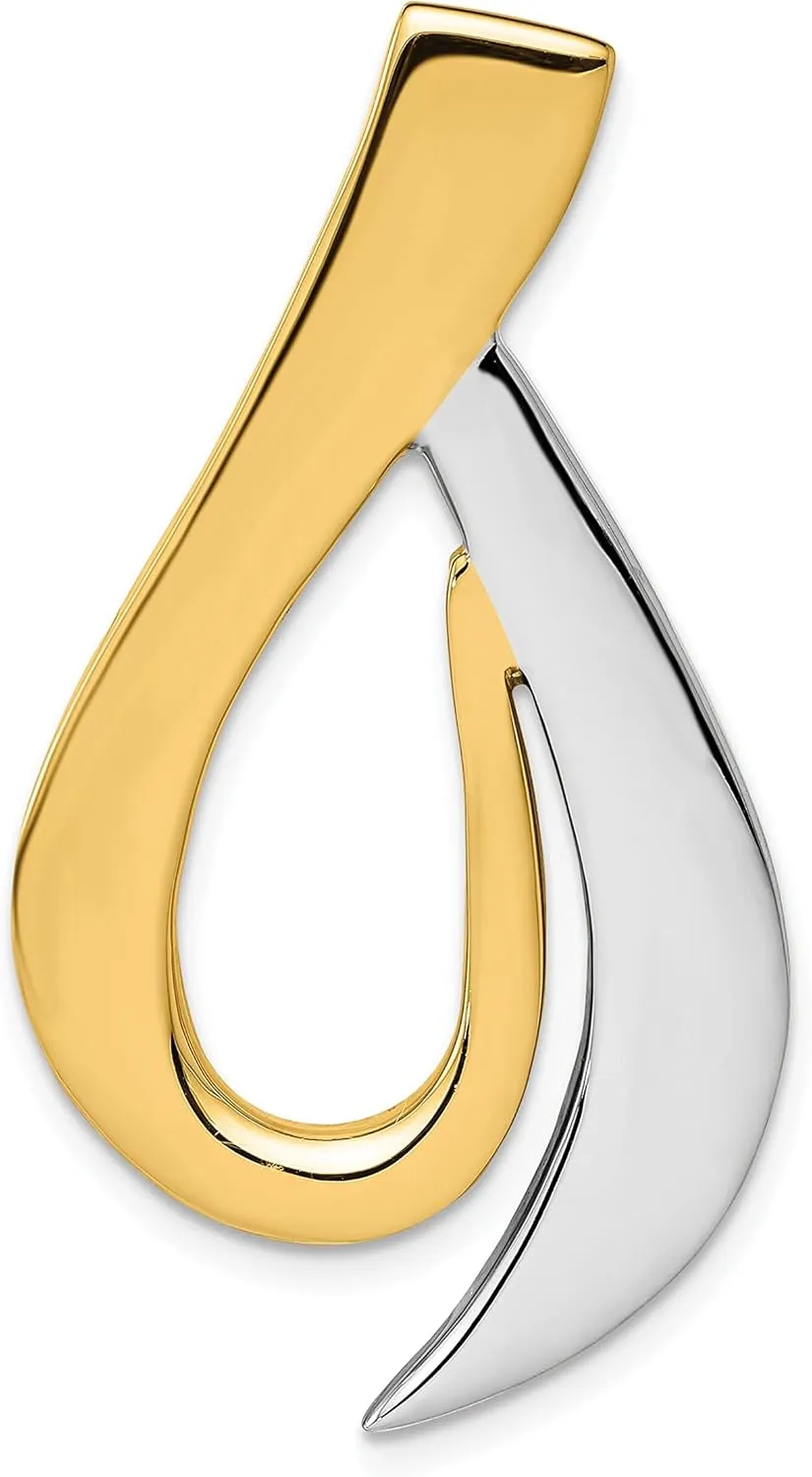 FindingKing 14K Two Tone Gold Omega Slide Pendant Charm Jewelry |A