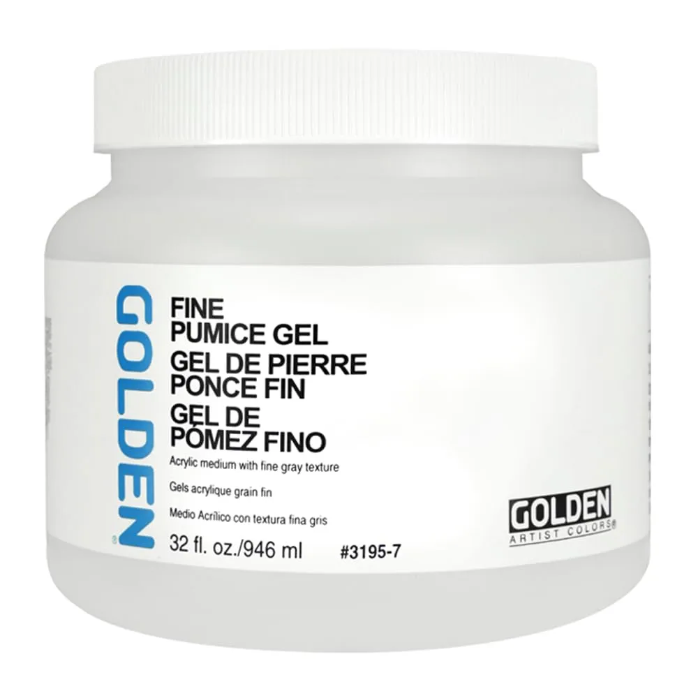 Fine Pumice Gel by GOLDEN, 32 fl. oz. Jar, Professional Acrylic Gel Medium, Transparent