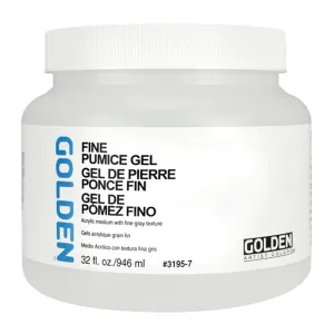 Fine Pumice Gel by GOLDEN, 32 fl. oz. Jar, Professional Acrylic Gel Medium, Transparent