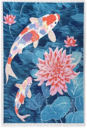 Fishes Swimming Jigsaw Puzzle 1000 Piece,20x30 Inches Wooden Picture Jigsaw Puzzles for Adult Family Game
